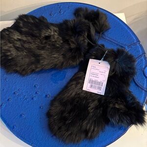 Charcoal Faux Fur Mittens